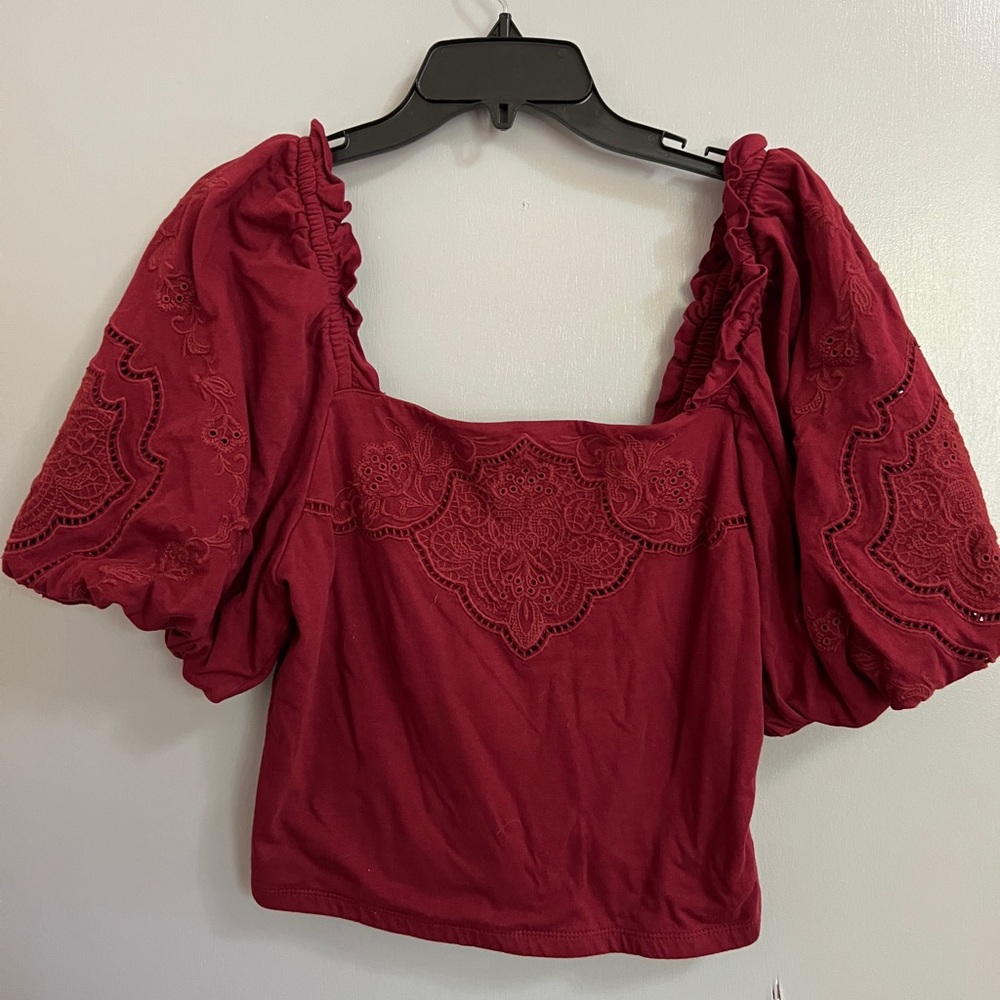 Puffy Sleeve Cropped Blouse